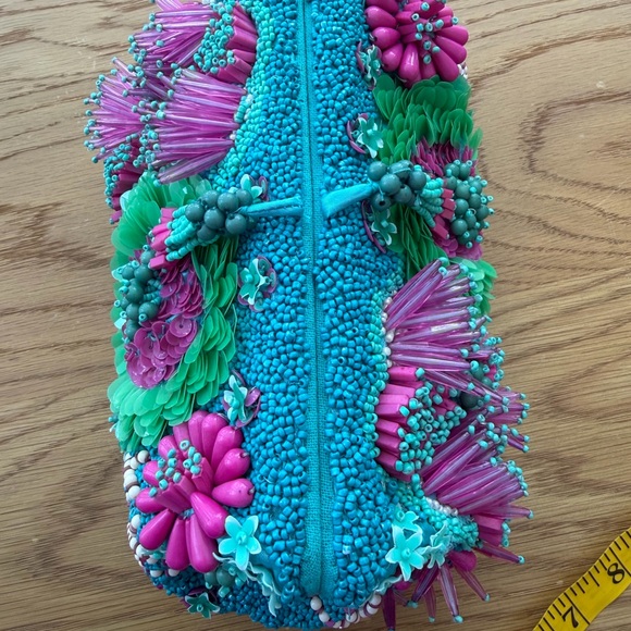 Zara coral Vibrant Beaded Clutch - Picture 8 of 11